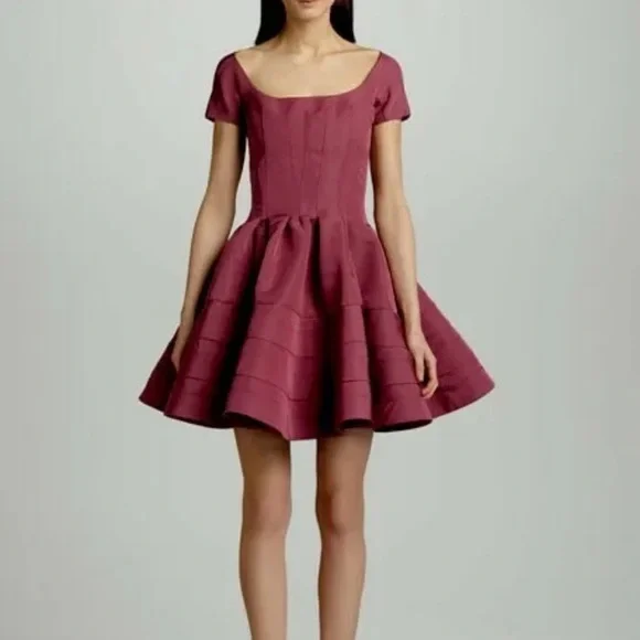 Zac Posen | Dresses | Zac Posen Womens Wool Dress 4 Red Short Sleeve Fitand Flare  Dress | Poshmark